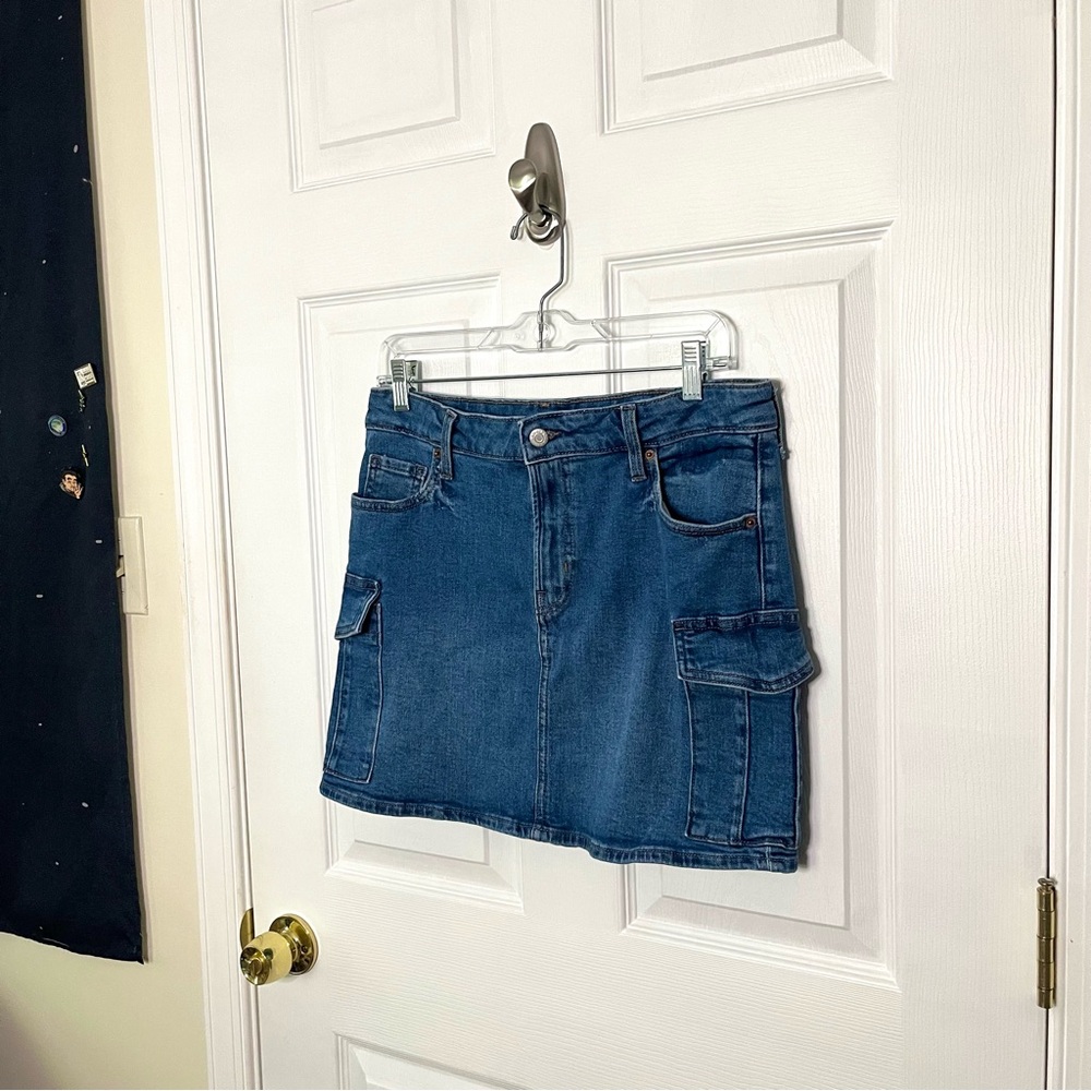 ✧･ﾟold navy denim mini skirt